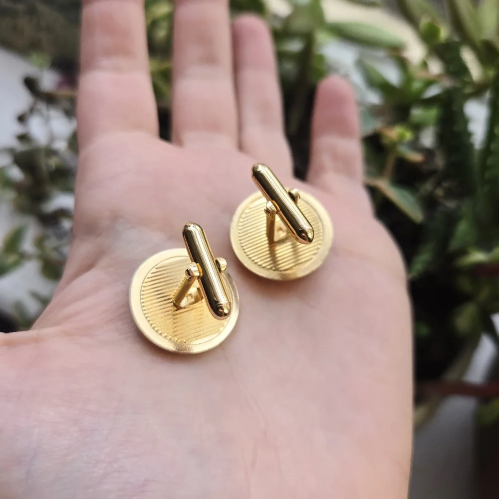 Vintage Black Gold & Silver Modern Classic Cuff Links